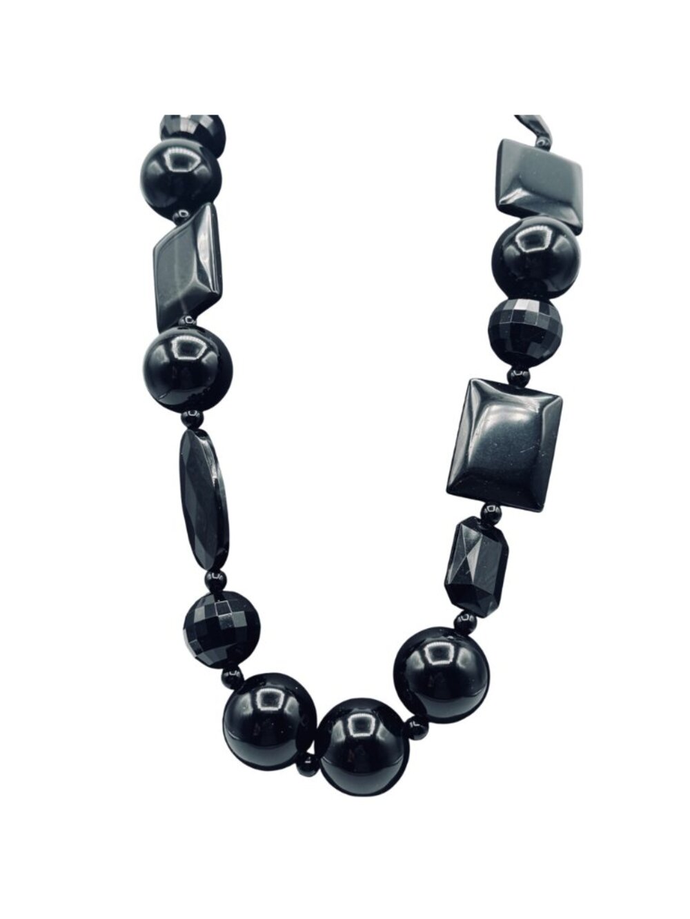 Chunky Black & White Glossy Bead Necklaces Statement Big Bold Acrylic 26" & 18" - Picture 5 of 11